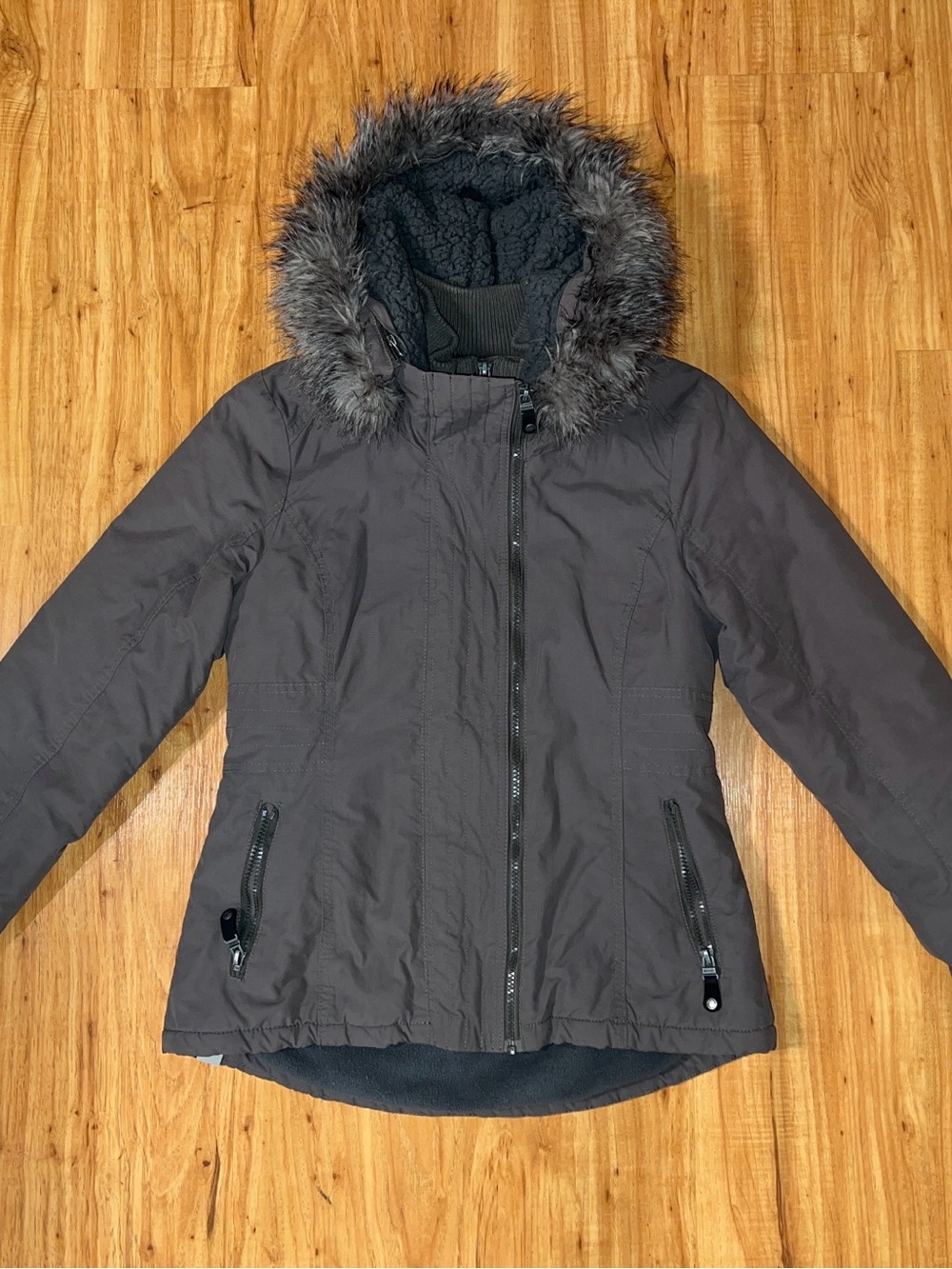 Bench Women's Green Faux-Fur Hooded Puffer Insulated Jacket Coat, Large